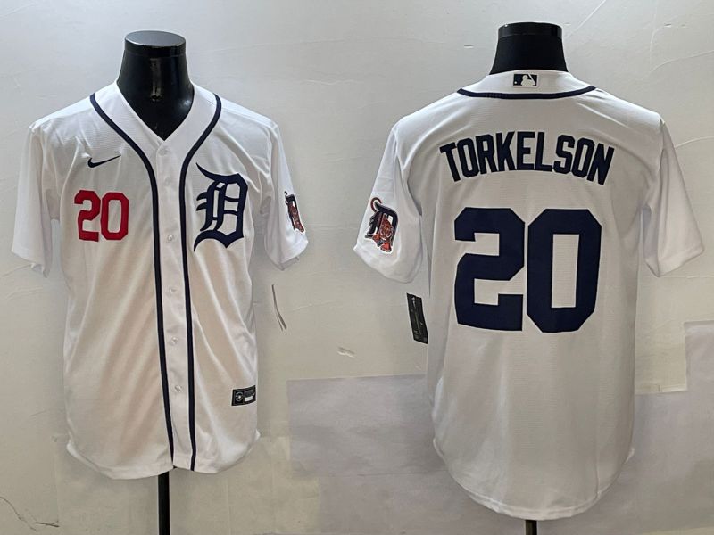 Men Detroit Tigers #20 Torkelson White Game 2025 Nike MLB Jersey style 3